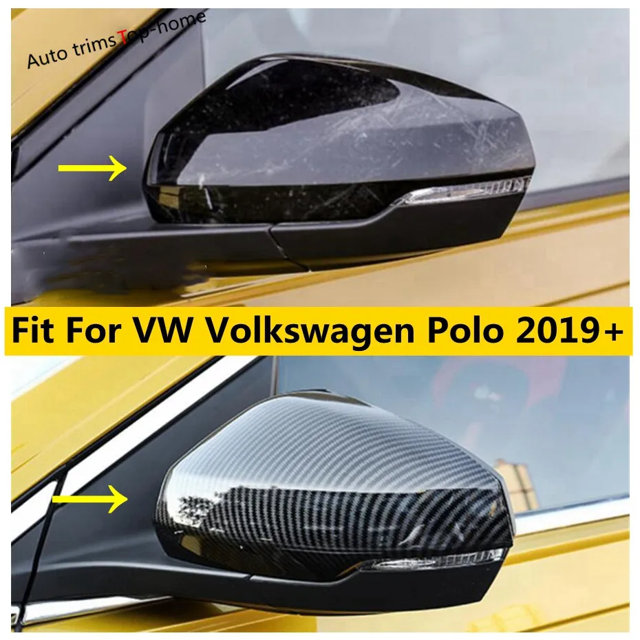 

For VW Volkswagen Polo 2019 - 2022 Car Side Wing Rearview Mirror Case Caps Cover Trim ABS Carbon Fiber Accessories Exterior