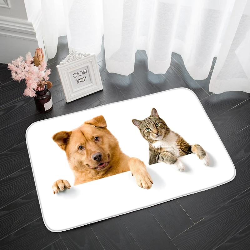 

Dog Cat Photo Custom Doormat Indoor Entrance Door Mat Floor Anti-slip 3D Printed Kitchen Rug Hallway Carpets Flannel Bedroom