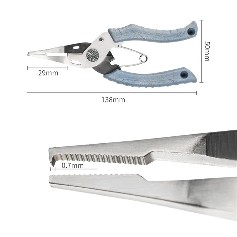 

Рыболовные плоскогубцы, портативные, из нержавеющей стали, для удаления крючков, приманки, антикоррозийные Ножницы, снасти, пружинные рыбол...