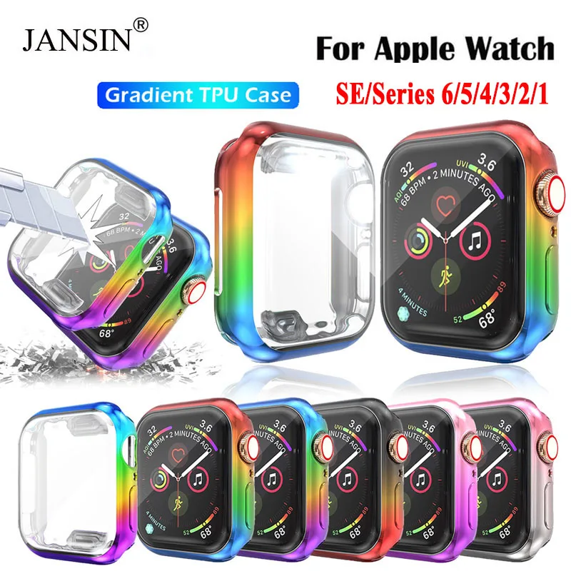Чехол для часов Apple Watch 42 мм 38 защитный чехол из ТПУ SE 44 40 Series 6 5 4 3 градиентный