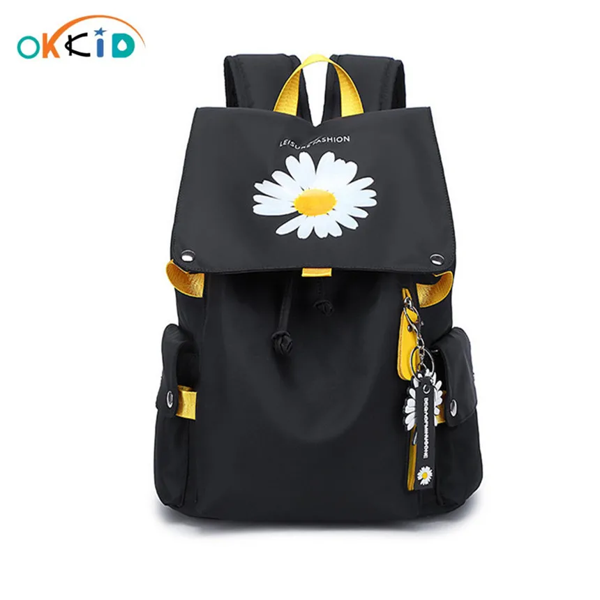 Школьные ранцы OKKID для девочек-подростков, женский рюкзак с USB-портом, водонепроницаемые модные сумочки для книг с цветочным принтом, детски...