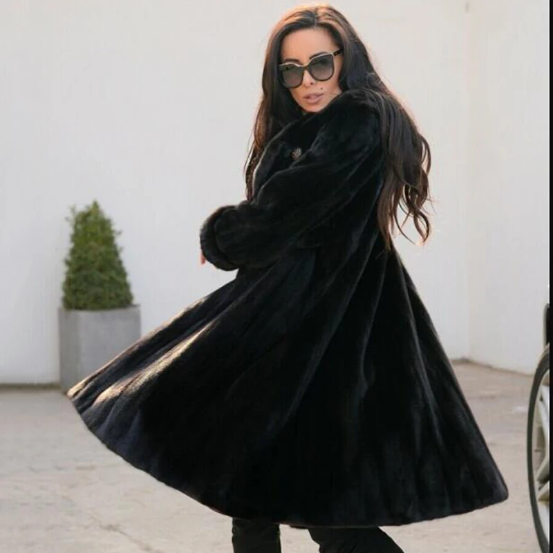 100cm Long Women Real Mink Fur Coats 2022 Winter Outwear High Quality Woman Trendy New Natural Mink Fur Coat With Big Hood Warm