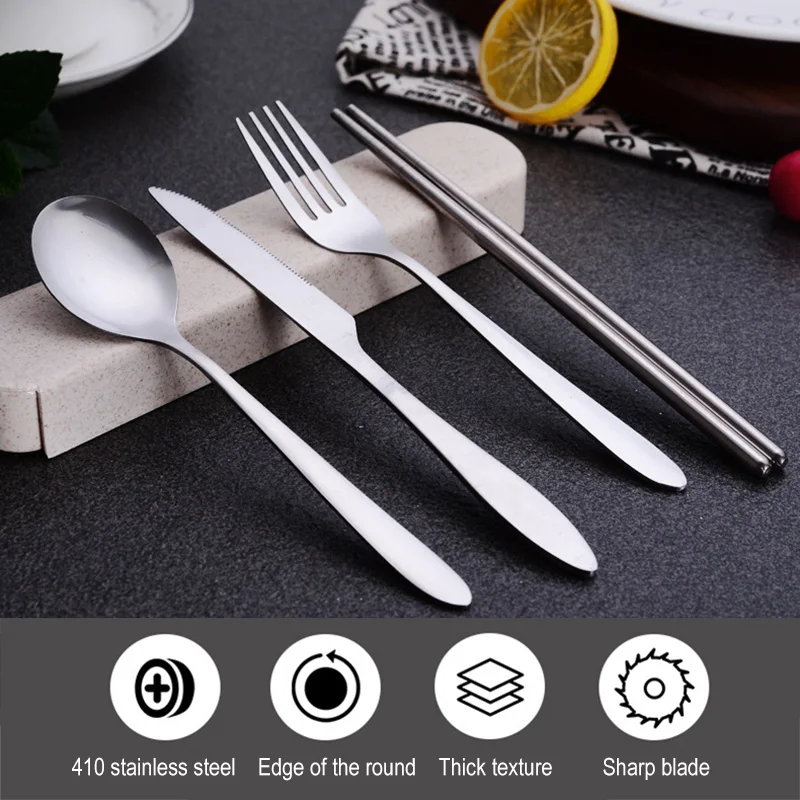 

Travel Cutlery Bag Portable Fork Spoon Set Stainless Steel Cutlery Bag Outdoor Picnic Portable Tableware Cloth Bag Lunch Tools