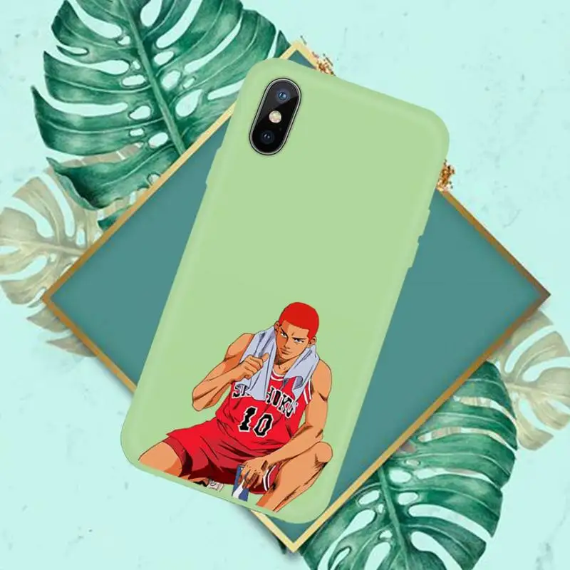 

Slam dunk anime manga Phone Case Green Candy Color for iPhone 11 12 mini pro XS MAX 8 7 6 6S Plus X SE 2020 XR