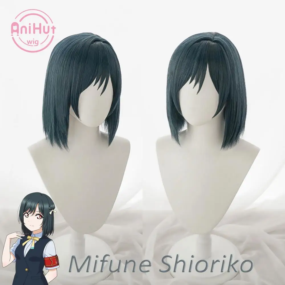 [Anihut】mifune Shioriko парик для косплея LoveLive PERFECT DREAM PROJECT черно-синие волосы Mifune PDP