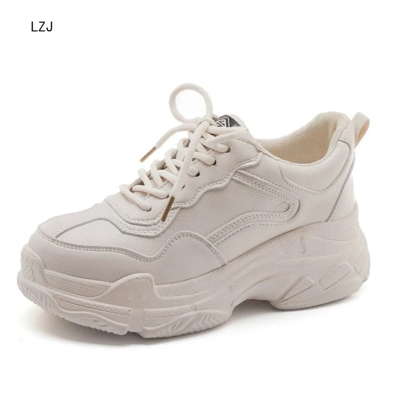 Женские кроссовки на шнуровке Повседневные Удобные платформе толстой подошве