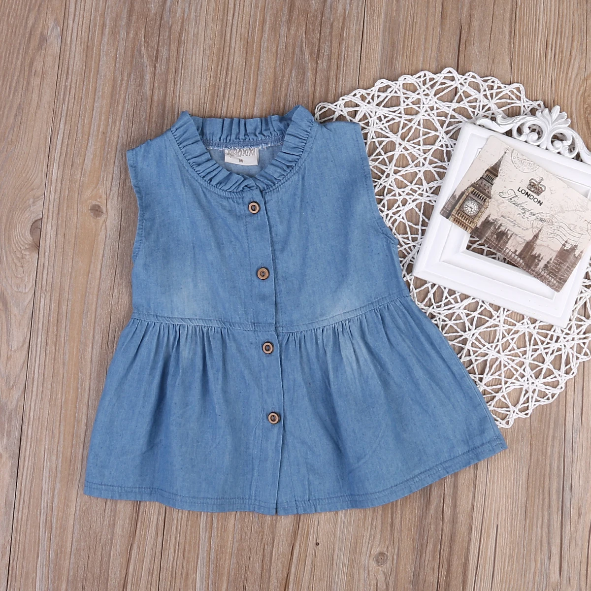 

Baby Girls Summer Denim Dress Toddler Newborn Kids Clothes Outfits Top Dress Hot