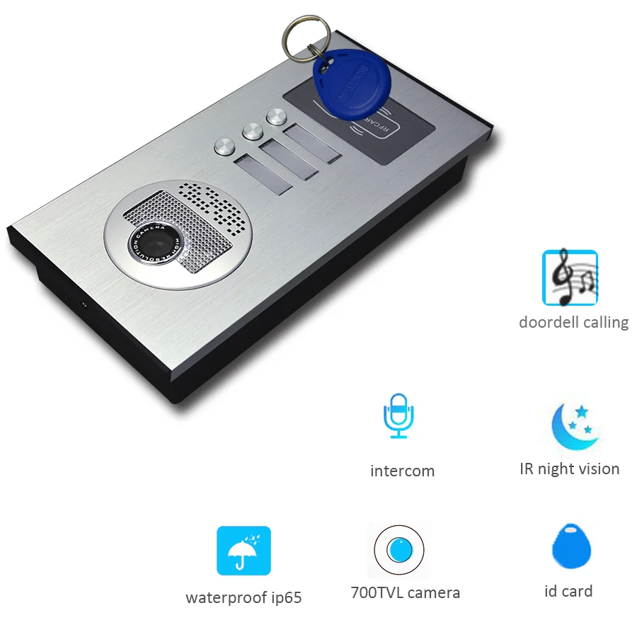9 'Multi Apartments Families Record FunctionColor Video Device Door Intercom System With 4 Monitor Building Doorphone Waterproof
