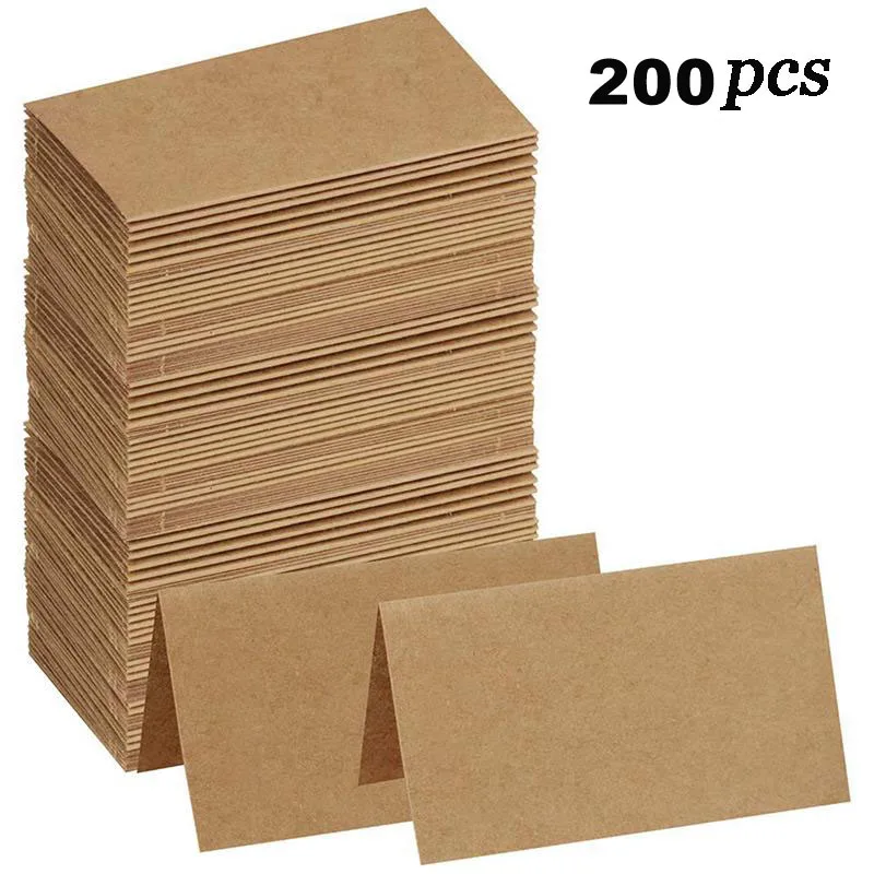 

200pcs Vintage Table Number Name Card Place Cards Blank Kraft Paper Wedding Birthday Party Decoration Accessories Greeting Cards