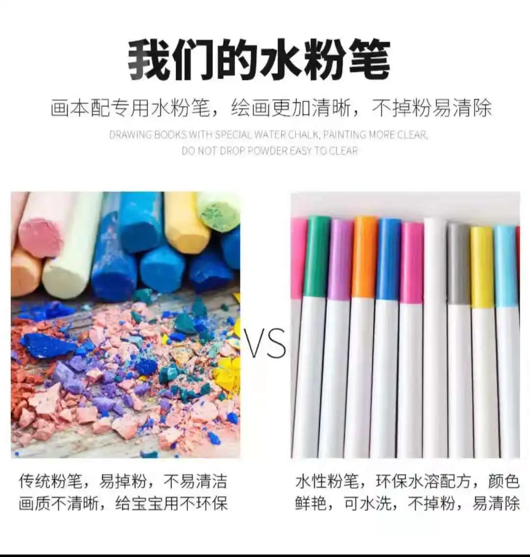 

12 Color Dust-free Water-soluble Chalk Lamp Plate Pen Fluorescent Plate Multi-color Water-soluble Chalk for Children