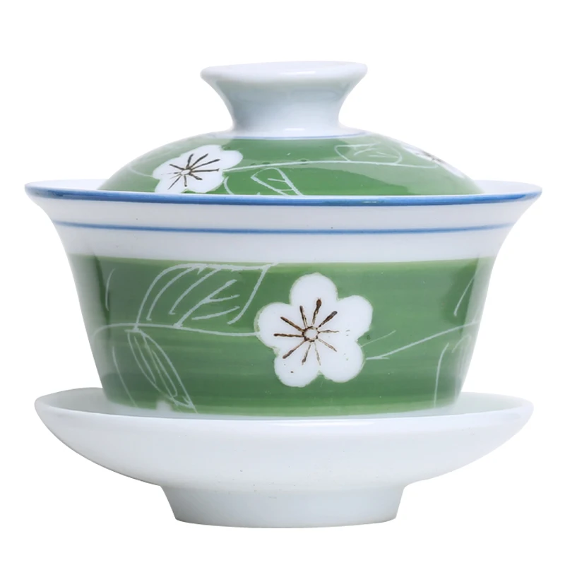 

kunfu tea tureen under high temperature and glaze color hand-painted ceramic bowl is small two cup of three cups