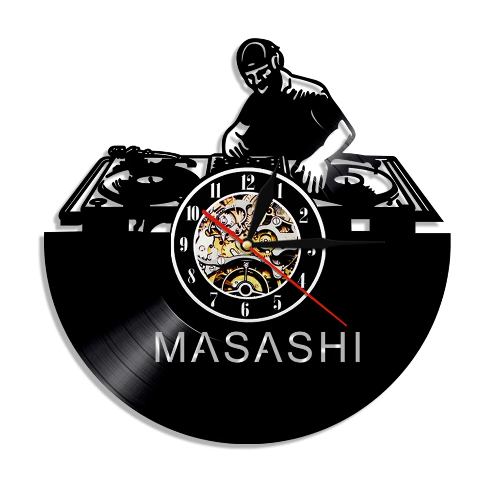 Персонализированные настенные часы с именем DJ виниловая пластина LP вашим диск