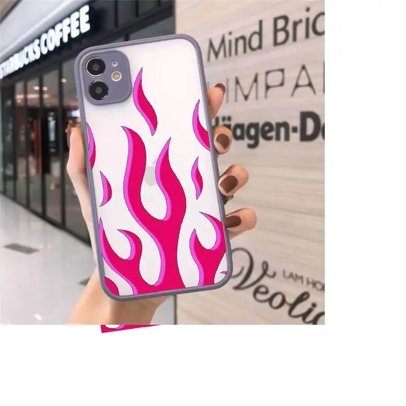 

Fashion Flame Pattern luxury Phone Cases shell matte transparent For iphone 7 8 11 12 plus mini x xs xr pro max cover