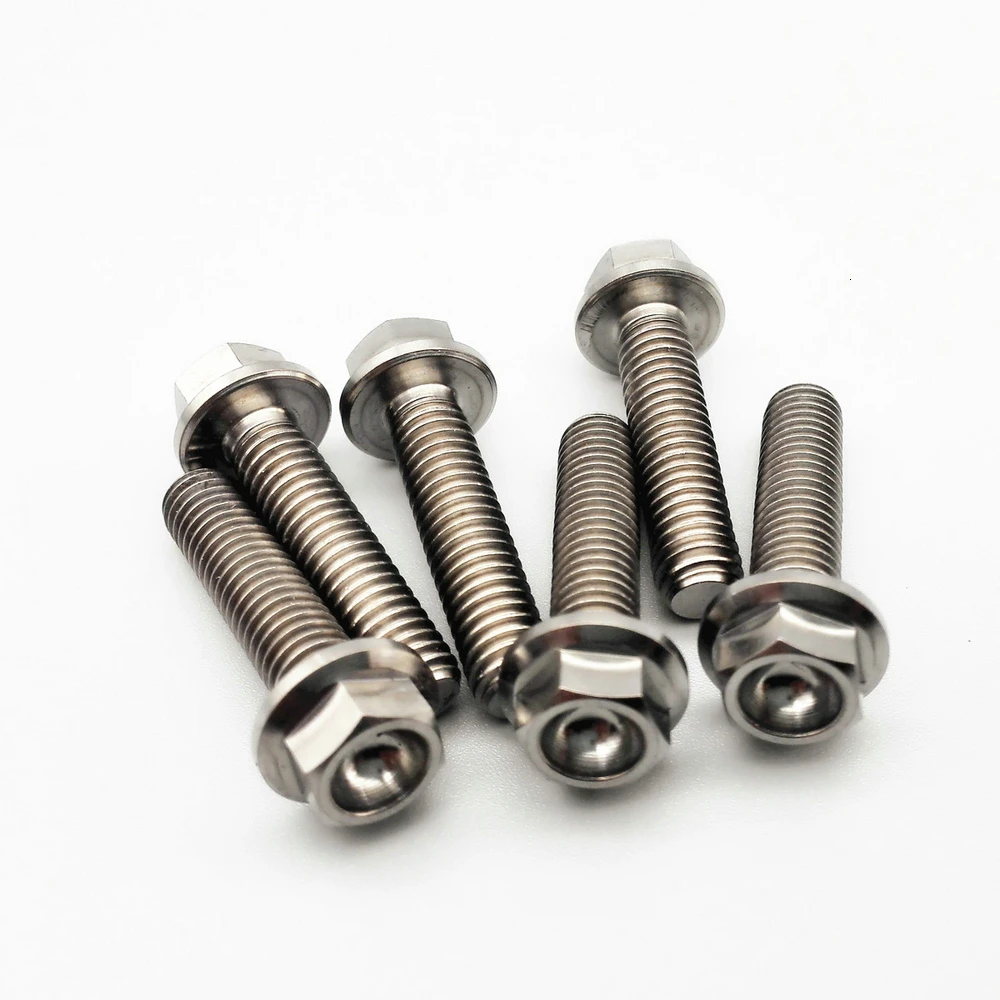 Ti Болт M6 M8 титановые болты для мотоцикла DIY MTB Ti цветная Фланцевая головка шестигранные Ti винты Ti Упаковка застежек 4 шт