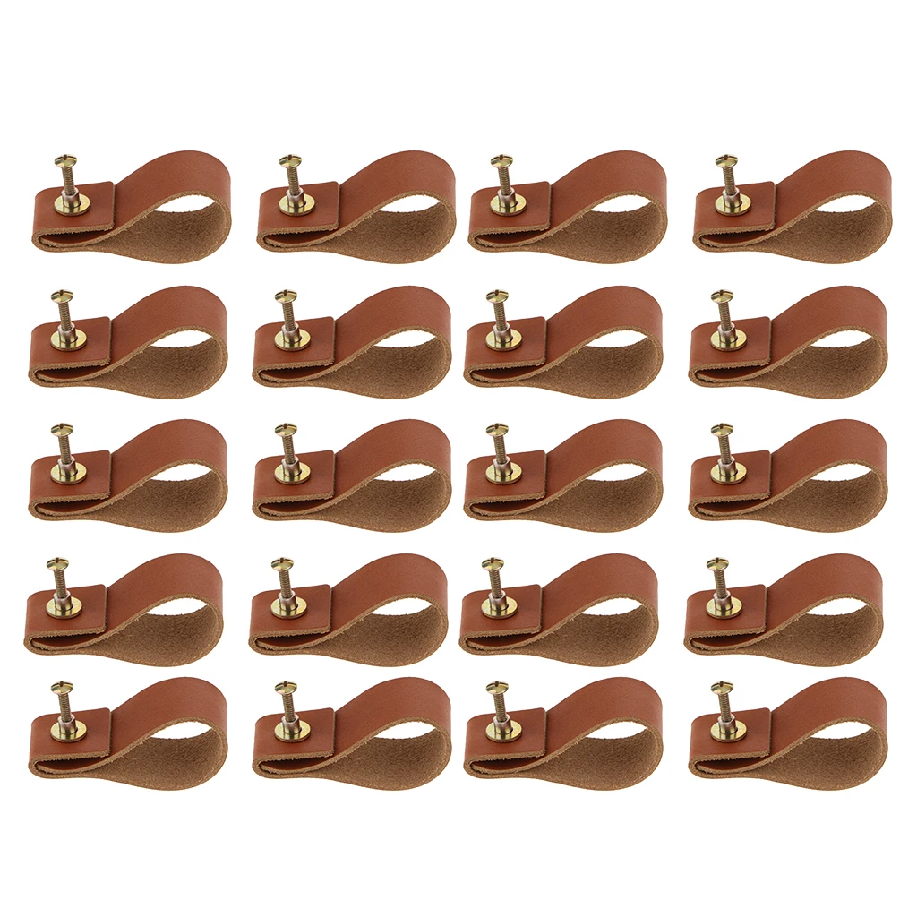 

10pcs Handmade PU Leather Door Handle Luggage Cupboard Closet Pull Knob