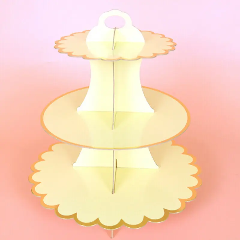 3-уровневая картонная подставка для кексов тарелки вечерние Свадебный сервис чая