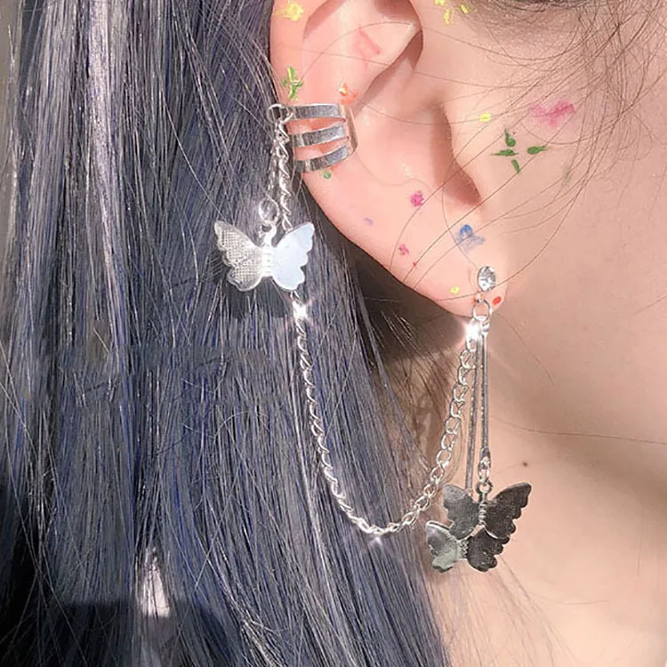 Элегантные несимметричные серьги-каффы в форме бабочки | Украшения и аксессуары