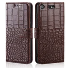 Компактный чехол-книжка для Sony Xperia XZ1 из кожи крокодила с отделением для карт и подставкой