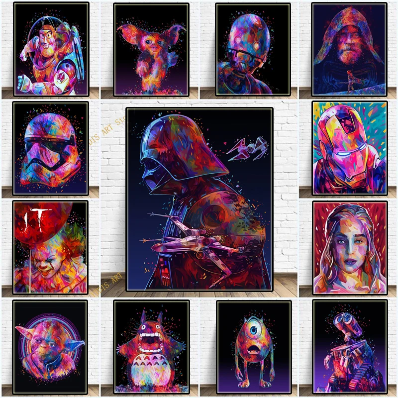 

Star Wars Marvel Canvas Painting Disney Darth Vader Yoda Movie Poster Prints Wall Art Canvas Picture Home Decor Boy Gift Cuadros