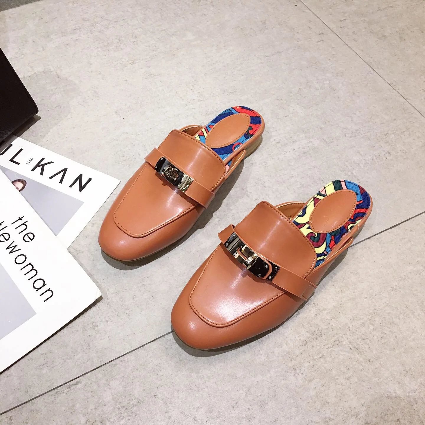 

2021 spring and summer new comfortable round head casual style half casual Muller shoes