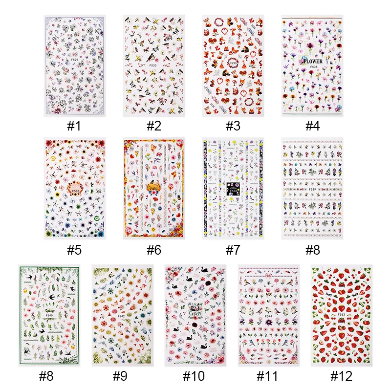 Стикеры 3D на ногти Nail Art Переводные картинки, украшения для ногтей, переводные наклейки, милые красные Летающие птицы, аксессуары для дизайна ногтей