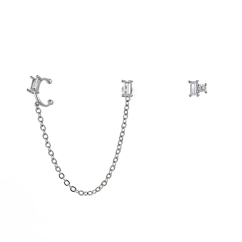 

DIYI Trendy Zircon Tassel Clip Earrings For Women Simple No Pierced Ear Cuff Chain Earrings Fashion Jewelry Party Gift