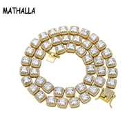 mathalla 10mm iced out bling aaa zircon 1 row tennis chain necklace men hip hop jewelry gold silver charms bracelets