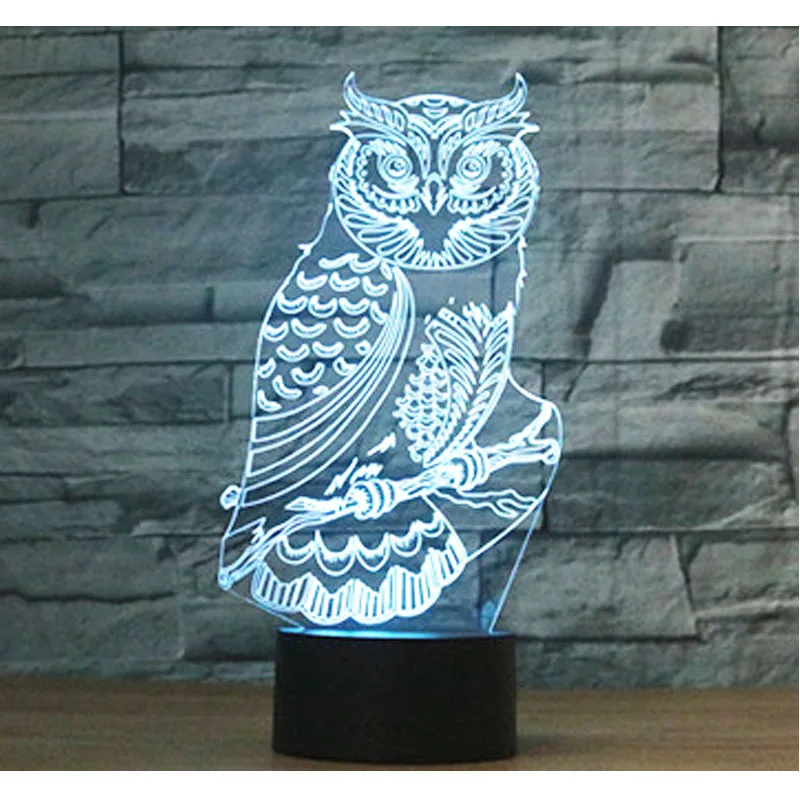 3D светодиодный ночной Светильник s духовного сова с 7 цветов светильник для