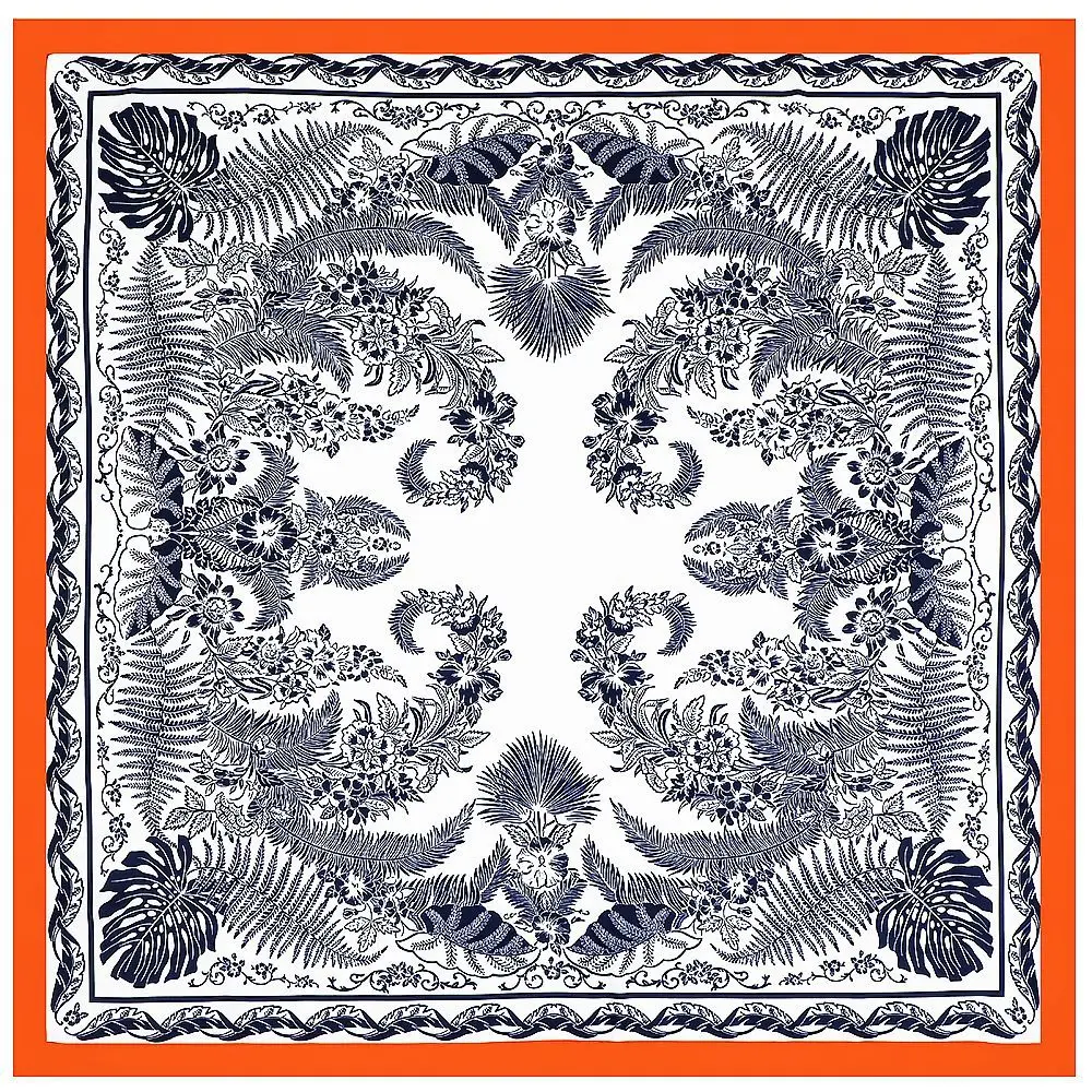 130cm Jungle Leaves Brand Scarf Luxury Design Twill 100% Silk Square Fashion Shawl Women Kerchief Scarves For Ladies - купить по