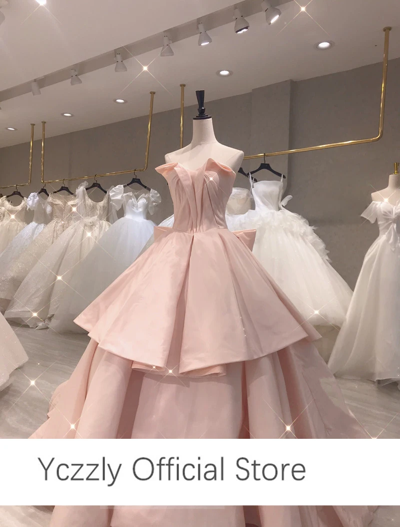 

Pink Bridal Gowns 2022 Elegant Sweetheart Ball Gown Princess Pleat Layers Wedding Dresses For Women YW449