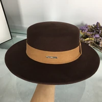 autumn and winter wool brown flat eaves large eaves womens hat leisure british fashion ins
