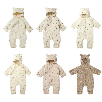 0-24M KS Three-layer Quilted Baby Jumpsuit Winter Warm Thicken Baby Padded Coat Long Sleeve Overall Baby Clothes Outerwear