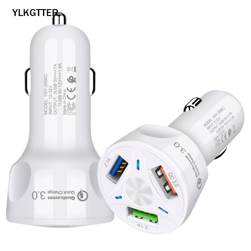 YLKGTTER 3A Быстрая зарядка 4 0 3 USB Автомобильное зарядное устройство для iPhone samsung Xiaomi