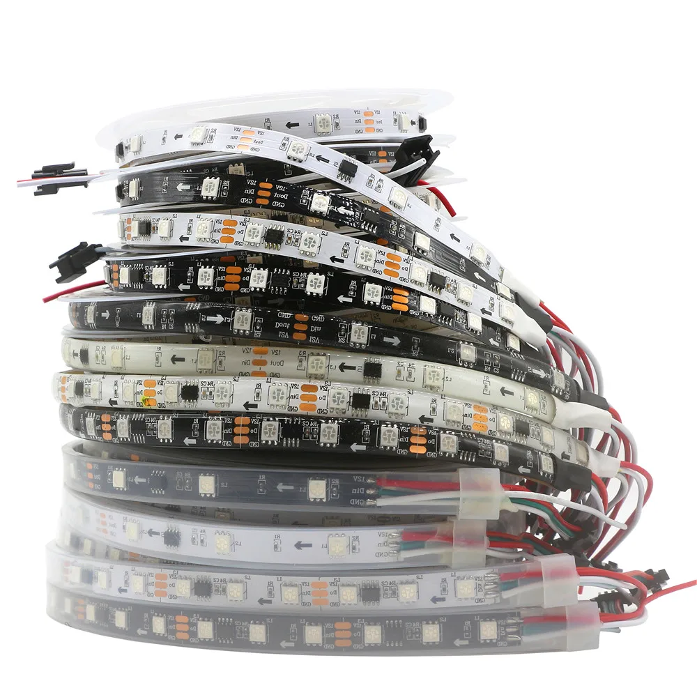 WS2811 RGB светодиодная лента освещения 5050 SMD Адресуемая 30 60 светодисветодиодный s Внешний 1 IC Управление светодиодный светодиода s IP30/IP65/IP67 Smart Pixel светильник s DC12V