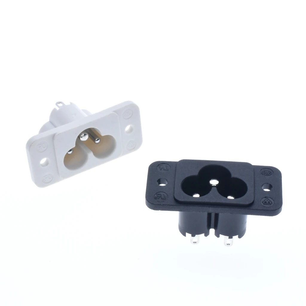 Белый черный 3 Pin IEC320 C6 гнездо входа питания AC 250V 2.5A с винтовым креплением на входе