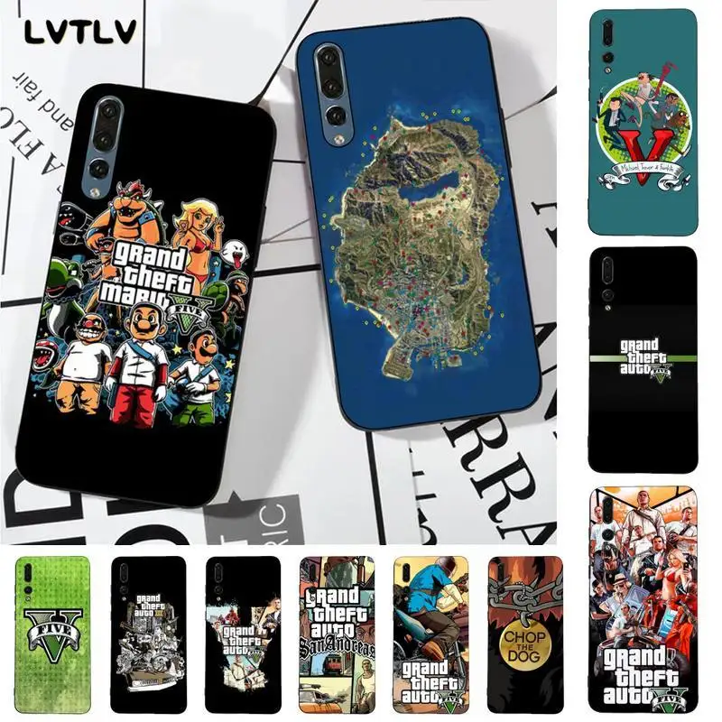 

LVTLV Special Gta Grand Theft Auto 5 V San Andreas Painted Phone Case for huawei P8 P9 p10 p20 P30 P40 pro lite psmart 2019