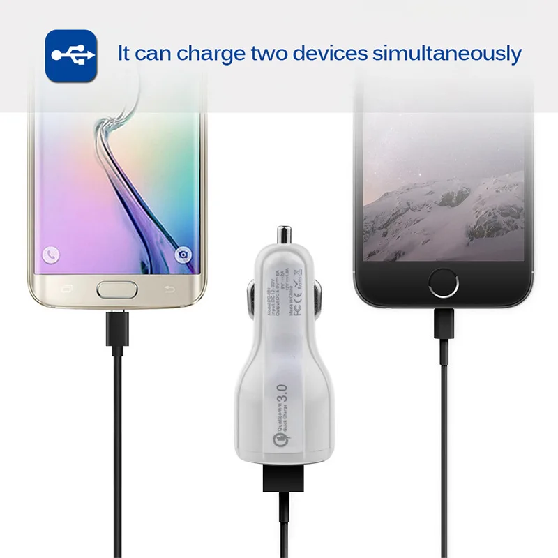 Hotest Car Charger Dual Port QC3.0 Fast Charge 39W USB 6A For Mobile Tablets Dropshipping | Мобильные телефоны и