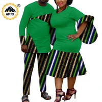 african clothes for couples sexy retro women slim dresses matching men outfits top and pants sets bazin riche vestidos y22c001