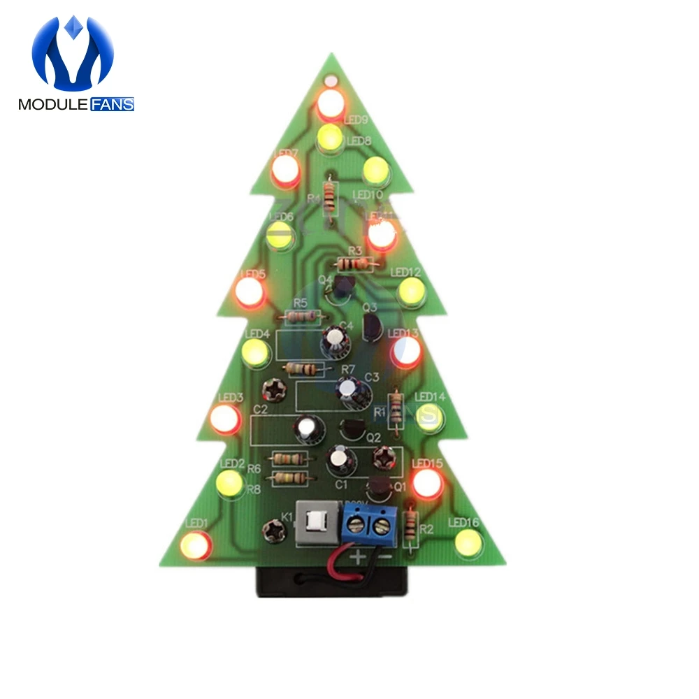 Diy Kit электронный модуль платы блока программного управления Рождественские елки светодиодный Красный Зеленый флэш-светильник электронный костюм