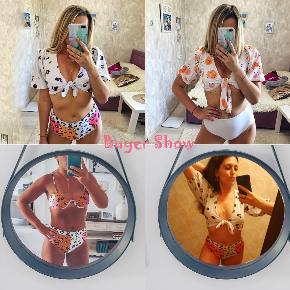 2021 сексуальные красочные леопардовые бикини женский купальник с высокой талией