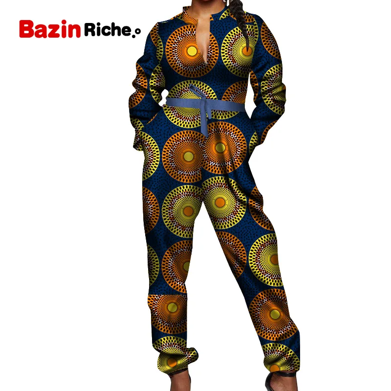 Новый Африканский женский комбинезон с длинным рукавом базин Анкара принт