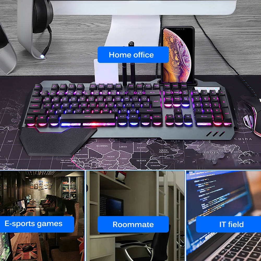 Игровая механическая клавиатура FORNORM с RGB подсветкой проводная эргономичная