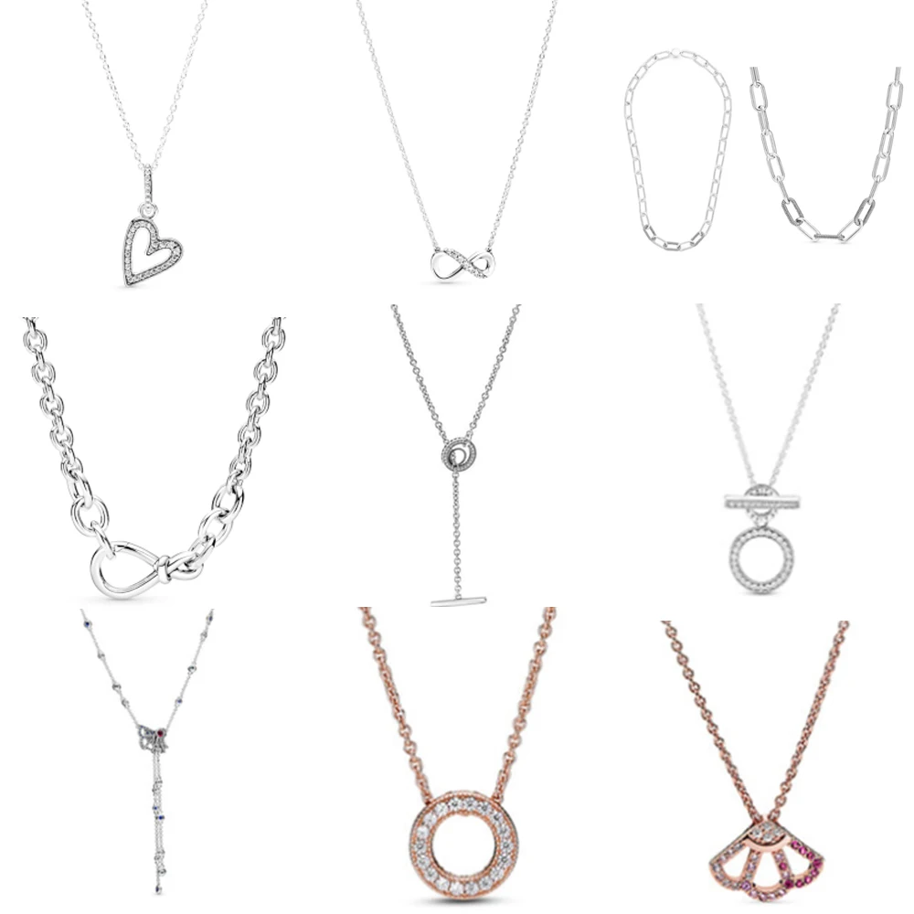 

NEW 2021 100% 925 Sterling Silver Love Diamond Necklace Women Fit DIY Original Bracelet Fshion Jewelry Gift