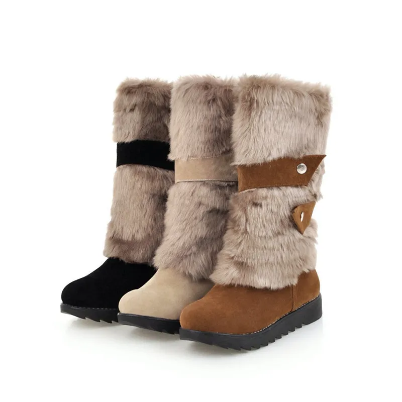 EPHER/женские зимние ботинки на искусственном меху теплые плюшевые до середины