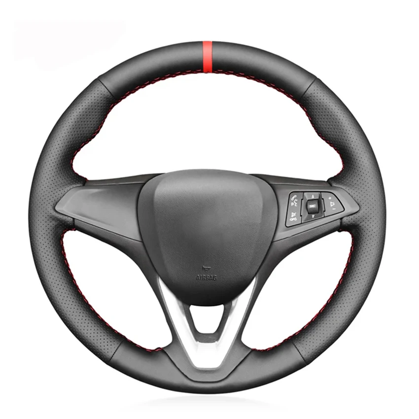 

Artificial Leather Red Marker No-slip Car Steering Wheel Cover for Opel Astra K Corsa E Crossland X Insignia CT B Karl Zafira