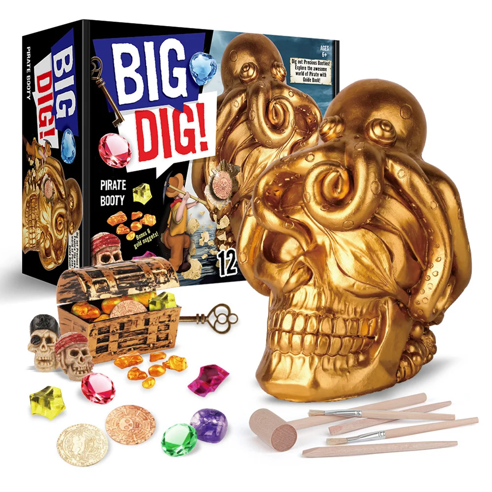 

DIY Pirate Treasure Excavation Excavation Kit Gold Skull Pirate Archaeology Excavation Excavation Science Mining Educational Toy
