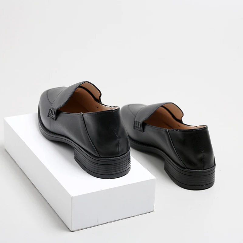 Квадратный носок туфли оксфорды Женская обувь на плоской подошве однотонные 2