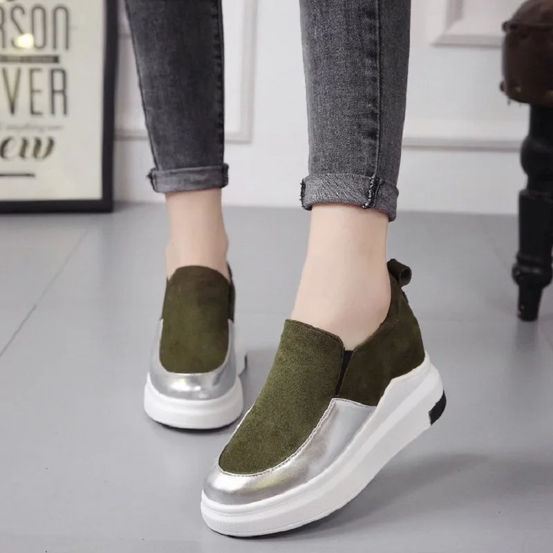 

Women Loafers Spring/autumn Women Flats Platform Sneakers Shoes Leather Casual Shoes Slip on Round Toe Women Shoes Rubber PU
