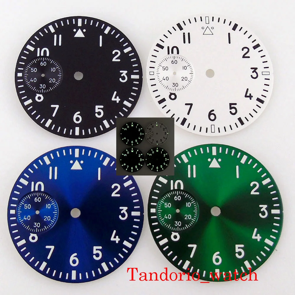 

For ETA 6497 ST 3600 Movement New 37mm Black White Blue Green New Watch Dial Lumious Index Silver Watch Case Wristwatch Parts