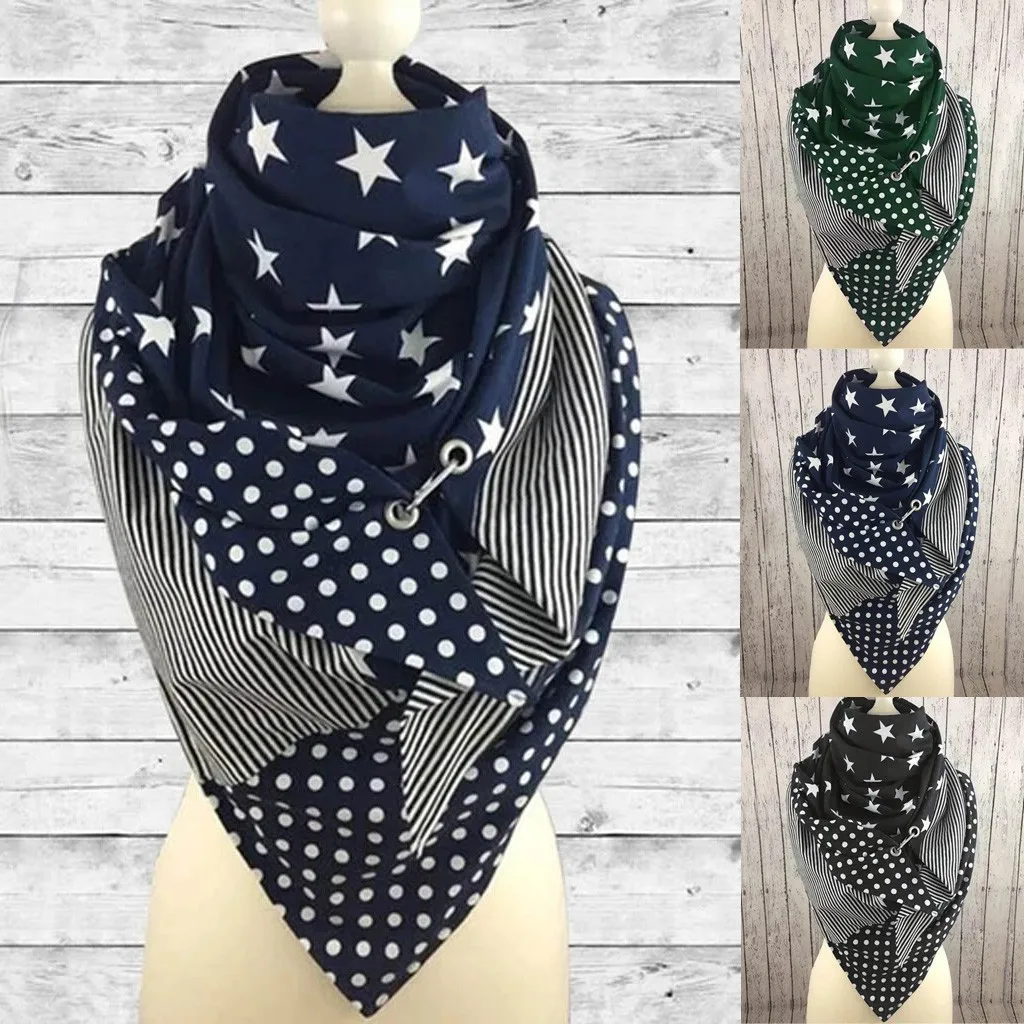 

Winter Women Vogue Designer Scarf Wraps Lady Soild Dot Printing Button Soft Wrap Casual Warm Scarves Shawls Шарф Женский 2021